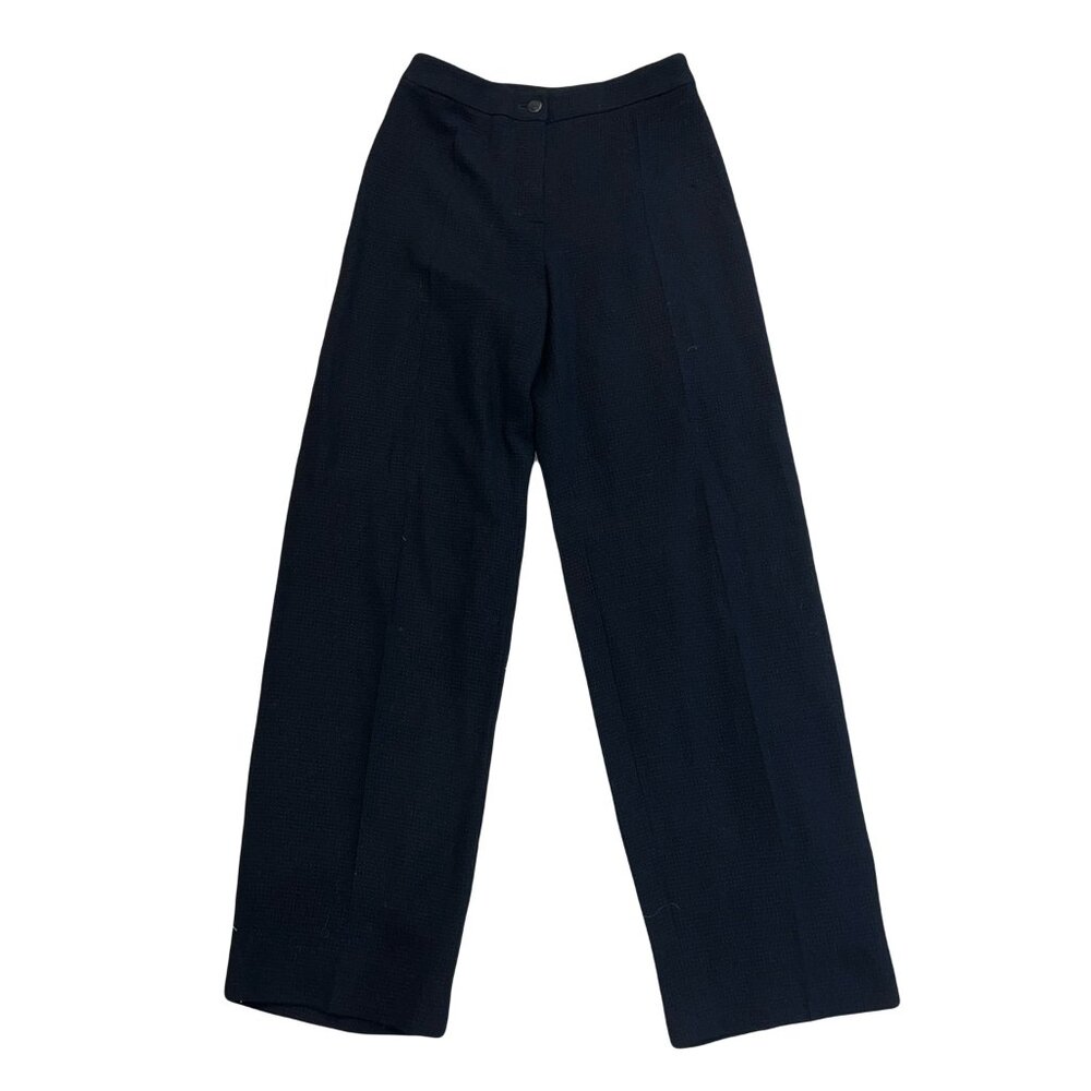 CHANEL Black Wool Wide-Leg Pants